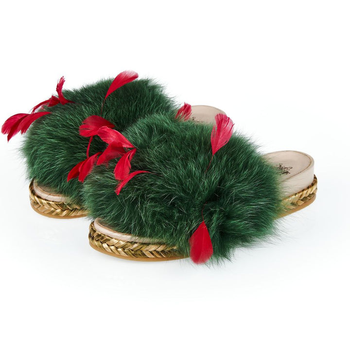 Mr&amp;Mrs Italy Green Lamb Leather Women Sandal