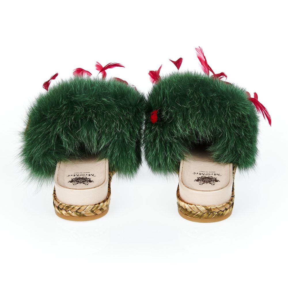 Mr&amp;Mrs Italy Green Lamb Leather Women Sandal