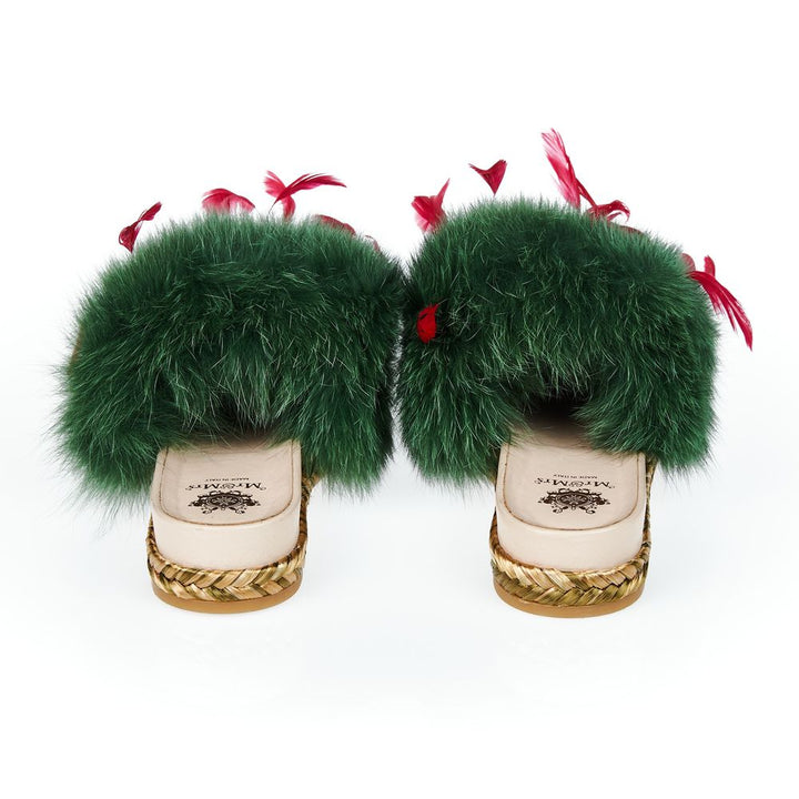 Mr&amp;Mrs Italy Green Lamb Leather Women Sandal