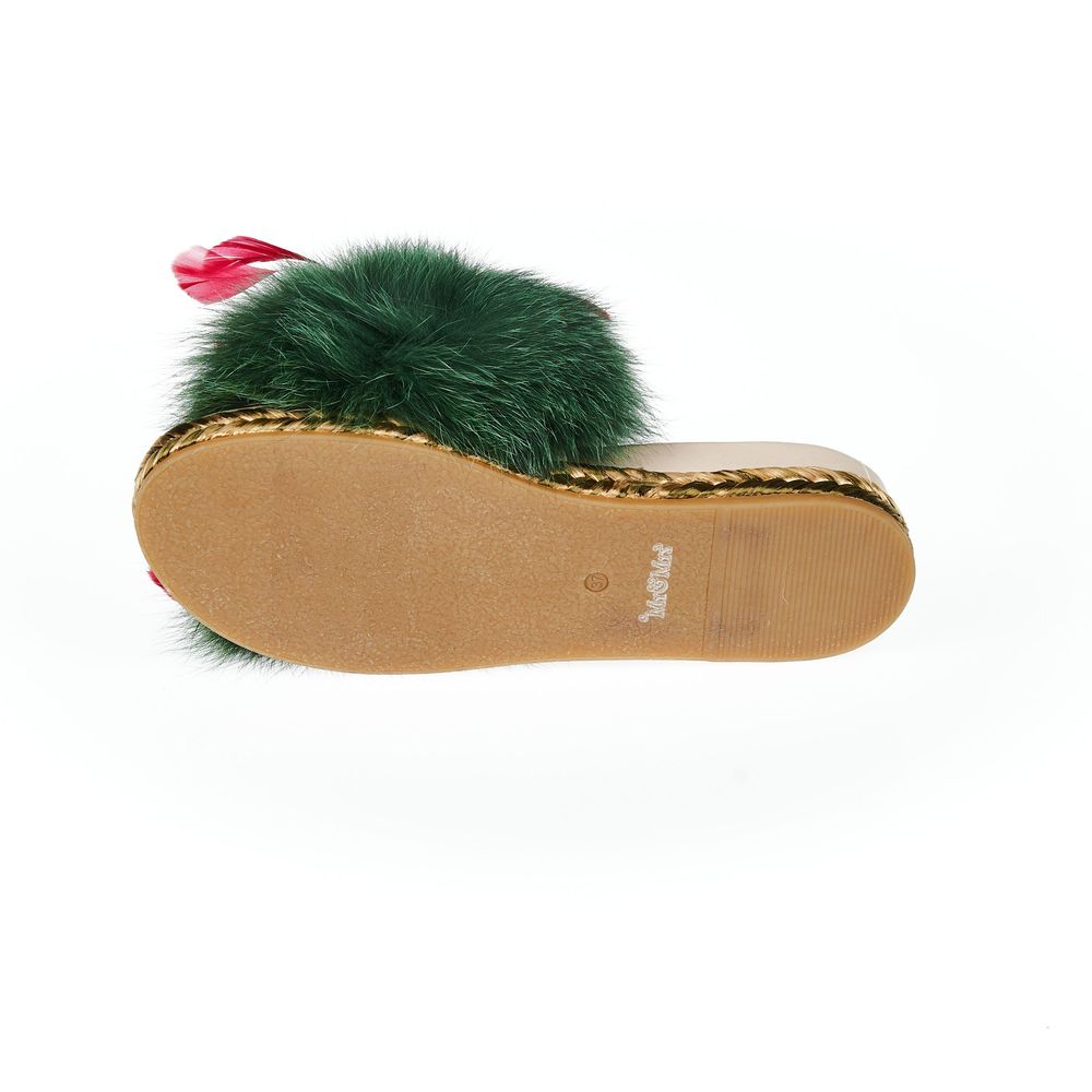 Mr&amp;Mrs Italy Green Lamb Leather Women Sandal