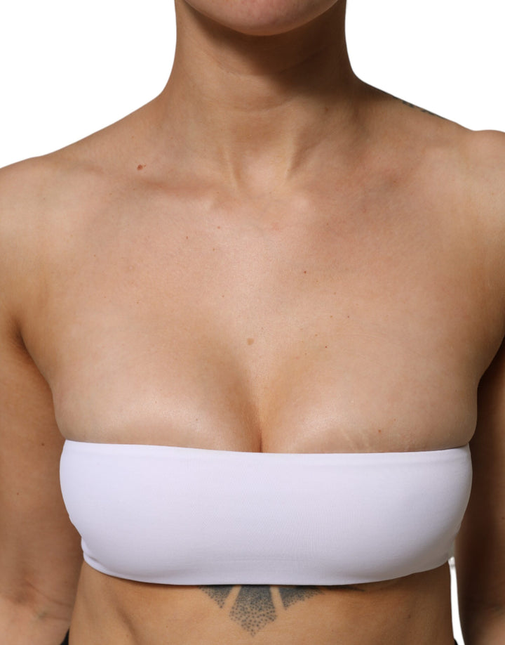 Dolce &amp; Gabbana White Nylon Blend Bandeau Strapless Tube Top