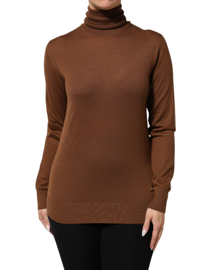 Dolce &amp; Gabbana Brown Cashmere Turtle Neck Pullover Sweater