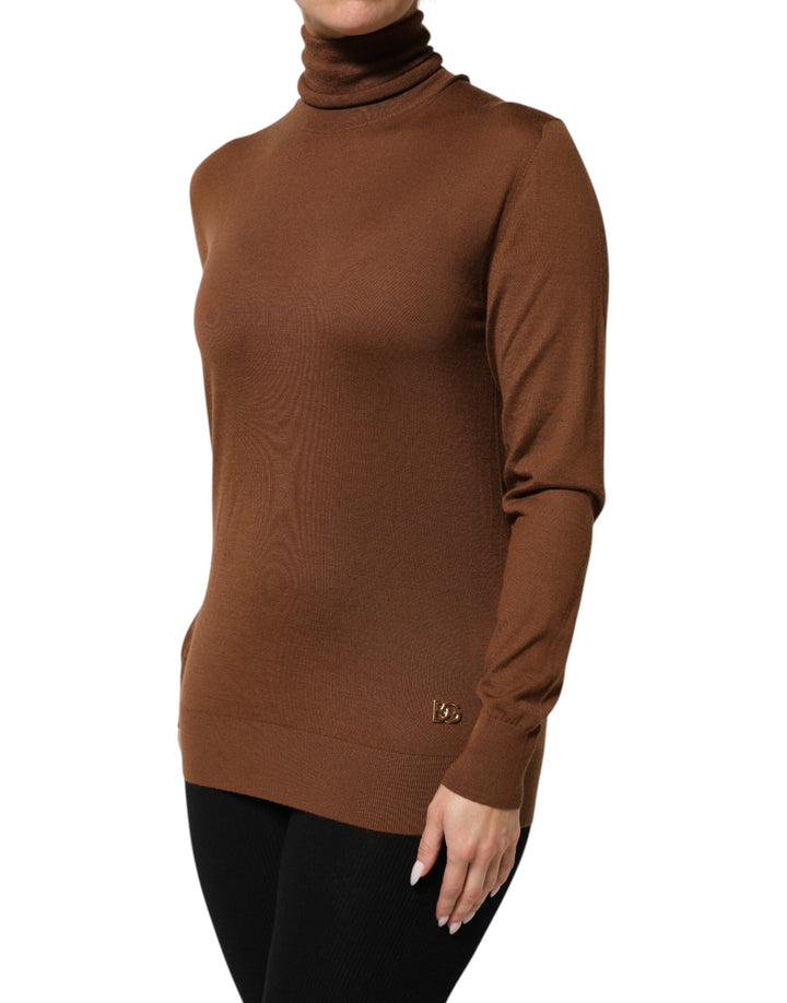 Dolce &amp; Gabbana Brown Cashmere Turtle Neck Pullover Sweater