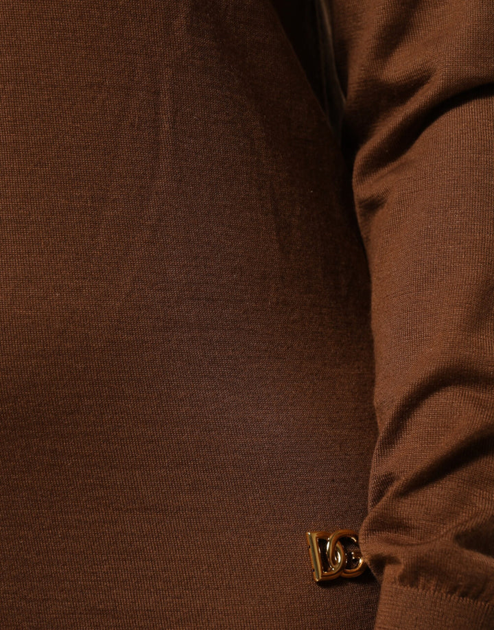 Dolce &amp; Gabbana Brown Cashmere Turtle Neck Pullover Sweater