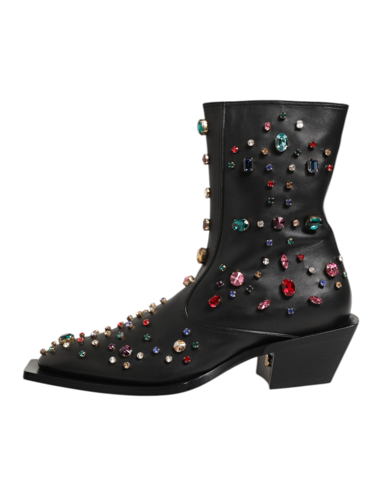 Dolce & Gabbana Black Crystal Embellished Men Short Boots Shoes