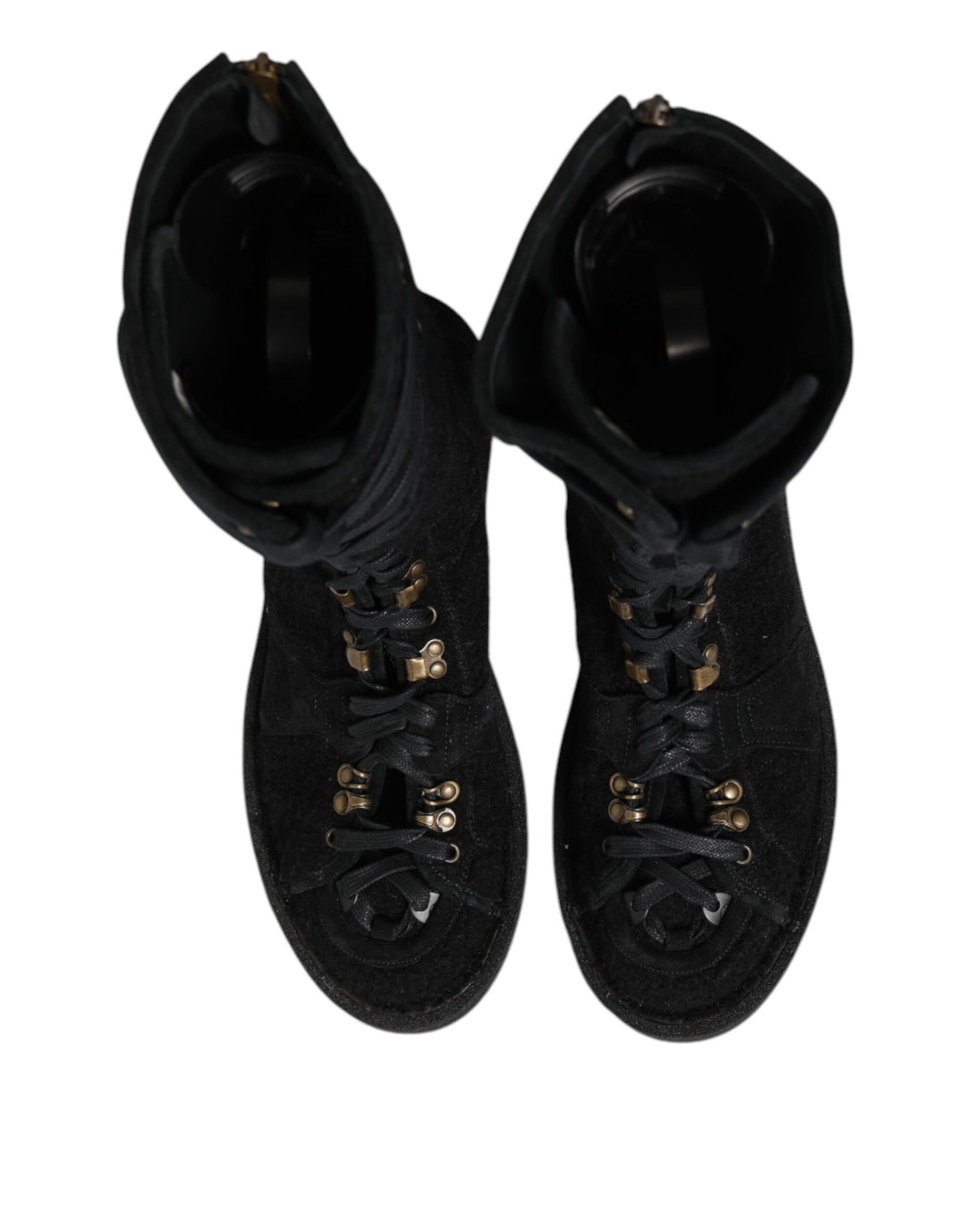 Dolce &amp; Gabbana Black Alpaca Wool Suede Mid Calf Boots Shoes