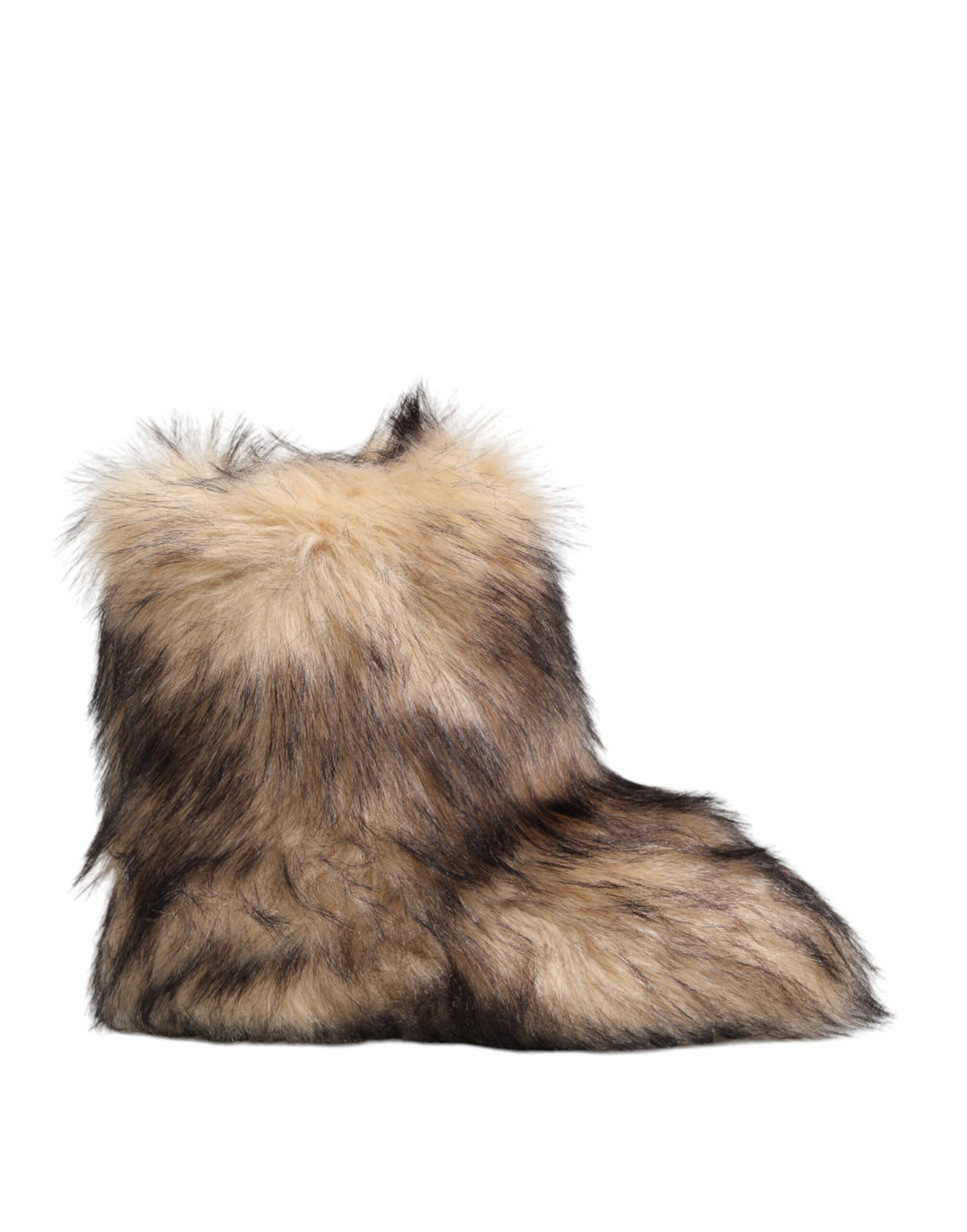 Dolce &amp; Gabbana Brown Faux Skim Ski Fur Men Short Boots Shoes