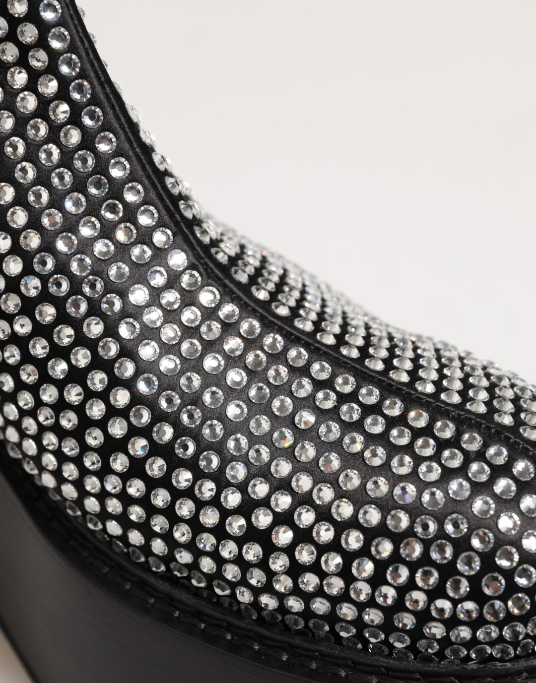 Dolce &amp; Gabbana Black Crystal Strass Mid Calf Short Boots  Shoes