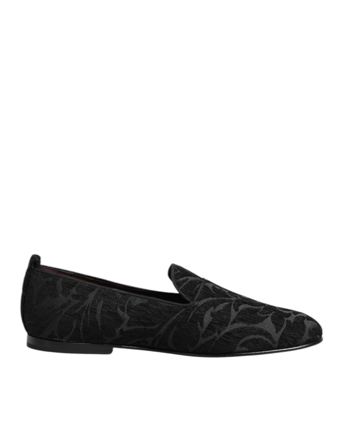 Dolce &amp; Gabbana Black Brocade Loafers Slip On Men Dress Shoes