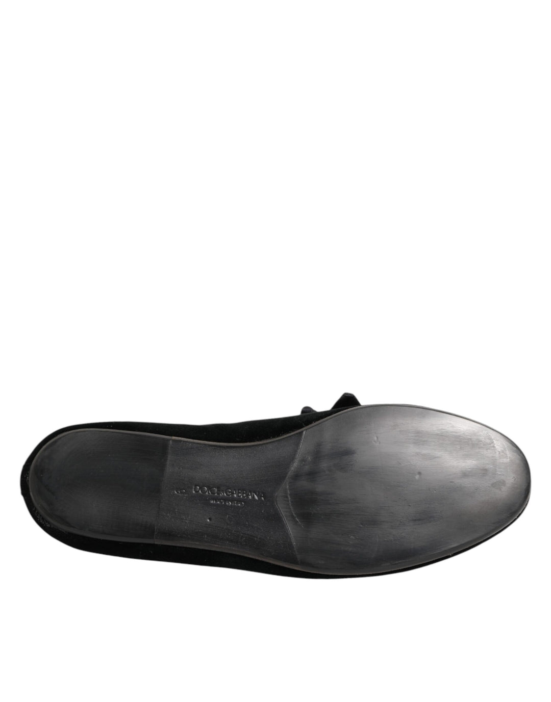 Dolce &amp; Gabbana Black Suede Cotton Rose Slip On Loafers Shoes