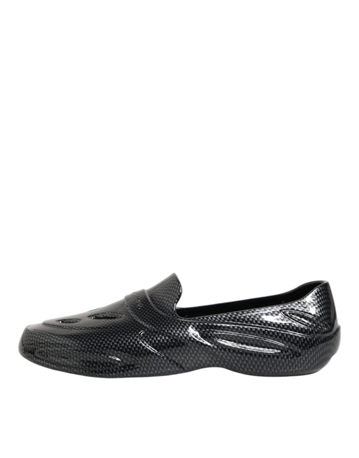 Dolce &amp; Gabbana Black Rubber Slides Low Top Sneakers Shoes
