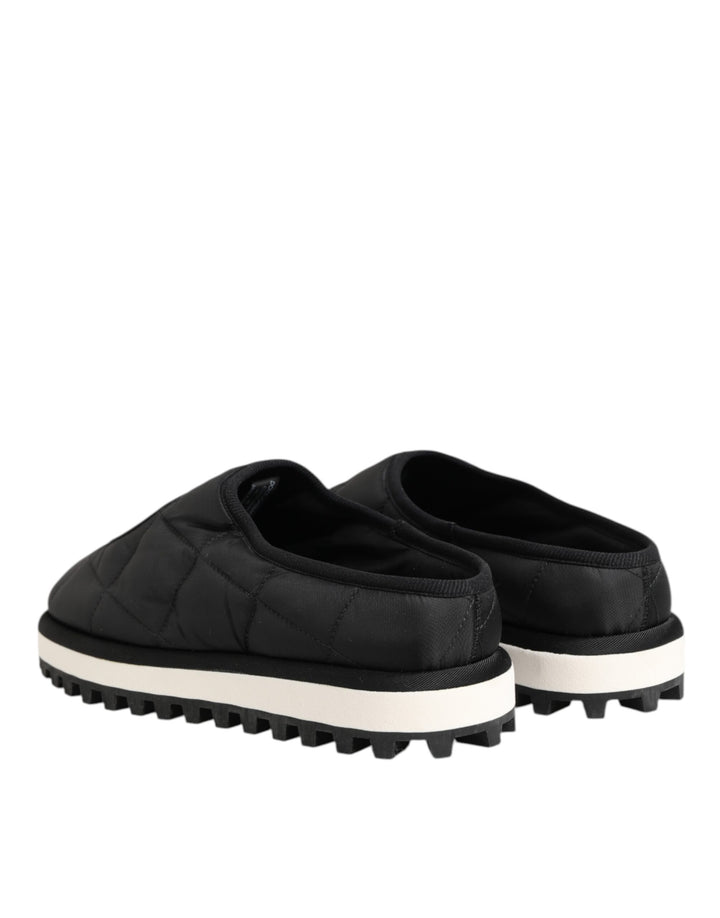 Dolce &amp; Gabbana Black Nylon Low Top Slip On Sneaker Shoes