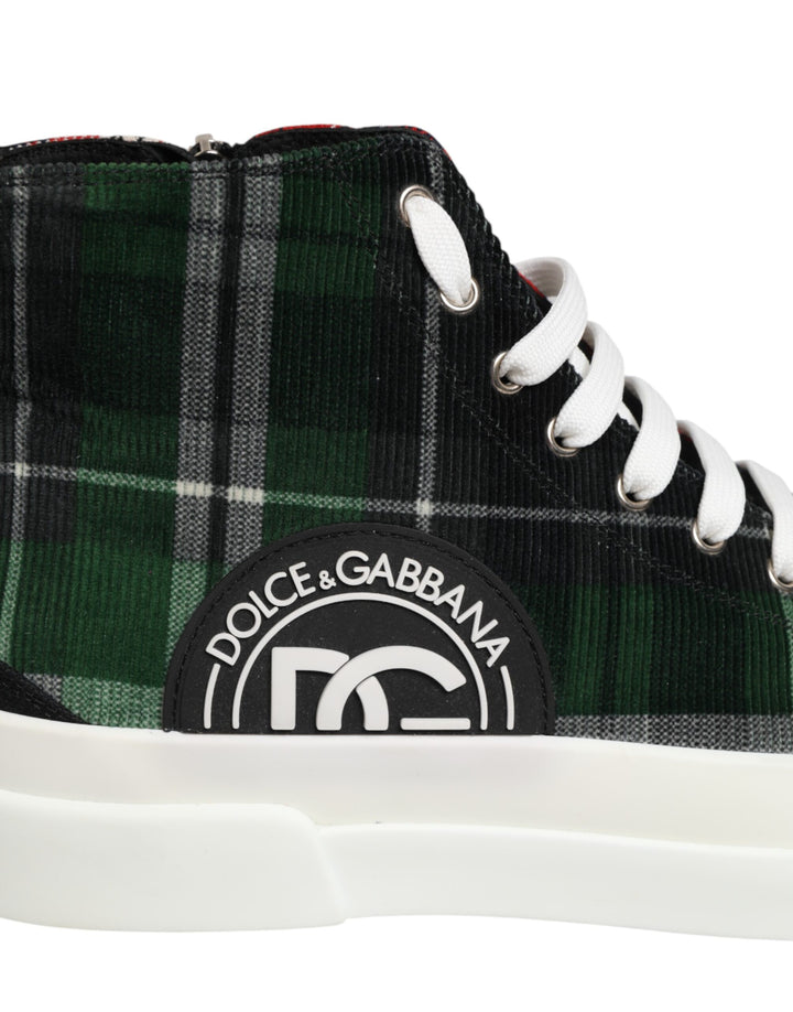 Dolce &amp; Gabbana Multicolor Cotton High Top Men Sneakers Shoes