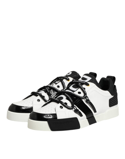 Dolce & Gabbana White Leather Logo Portofino Sneakers Shoes