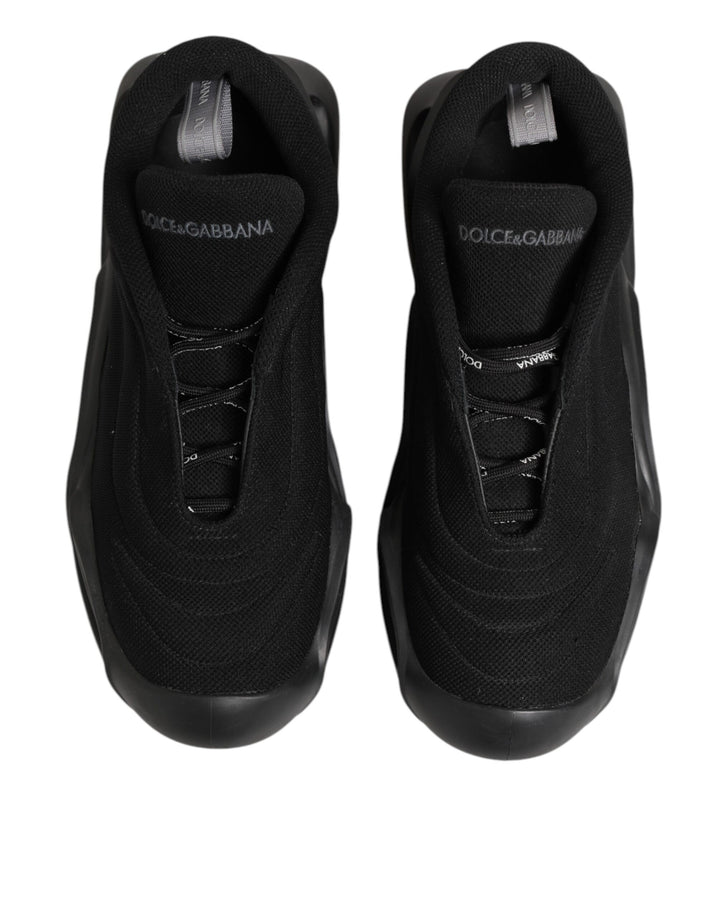 Dolce &amp; Gabbana Black Lace Up Wave Low Top Men Sneaker Shoes