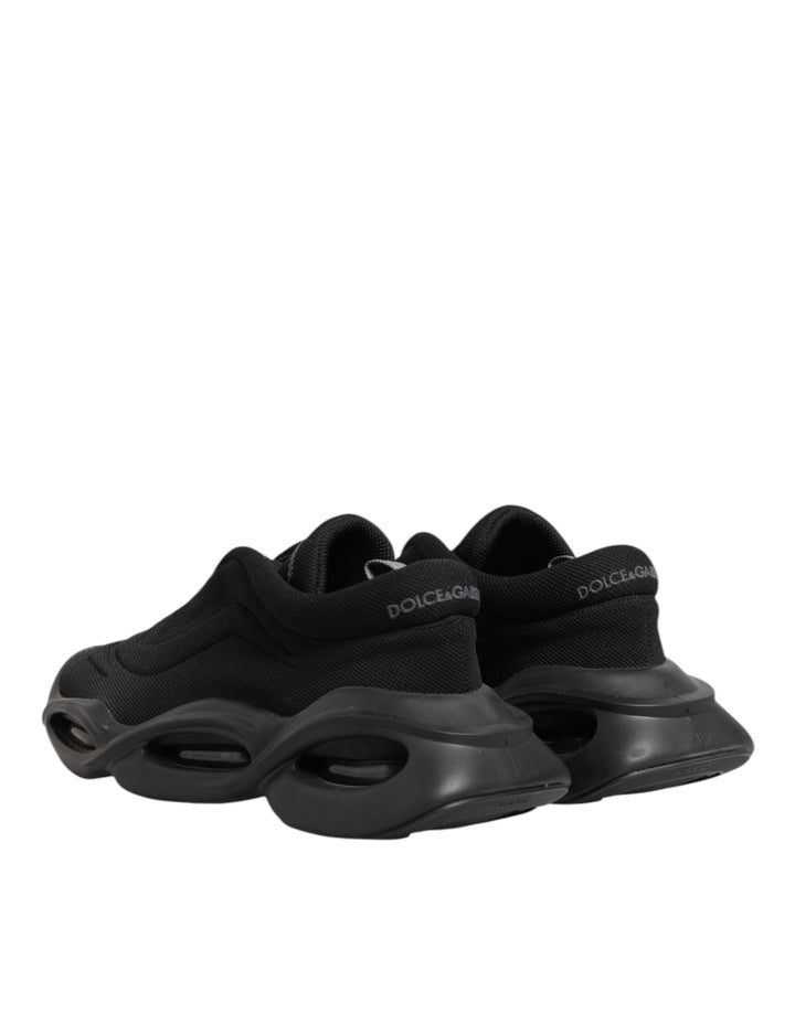 Dolce &amp; Gabbana Black Lace Up Wave Low Top Men Sneaker Shoes