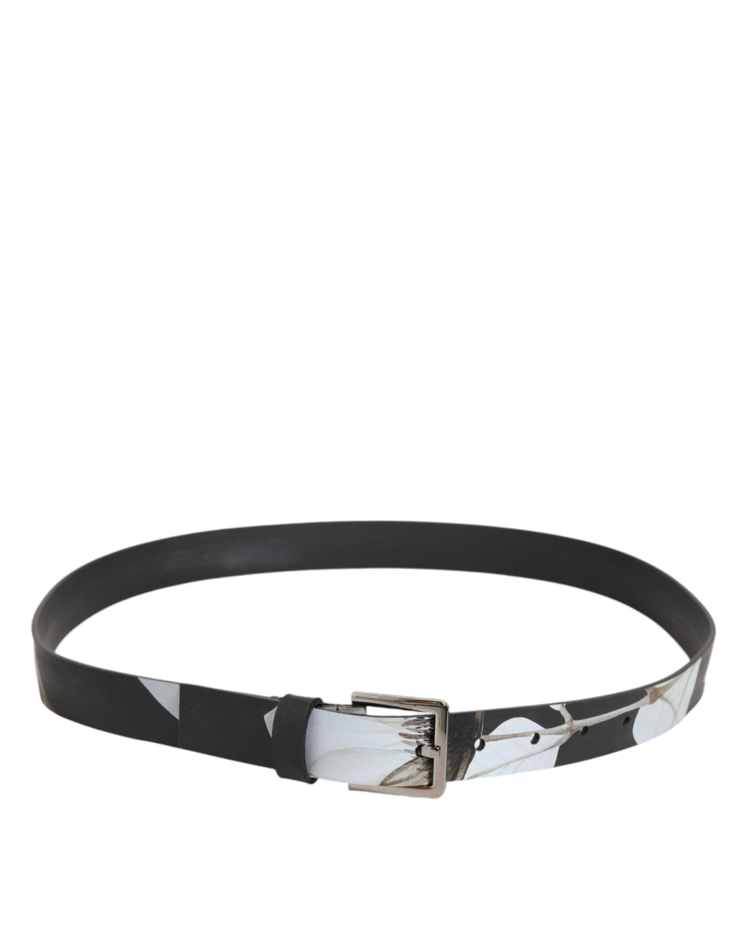 Dolce &amp; Gabbana Multicolor PVC Floral Silver Buckle Men Belt