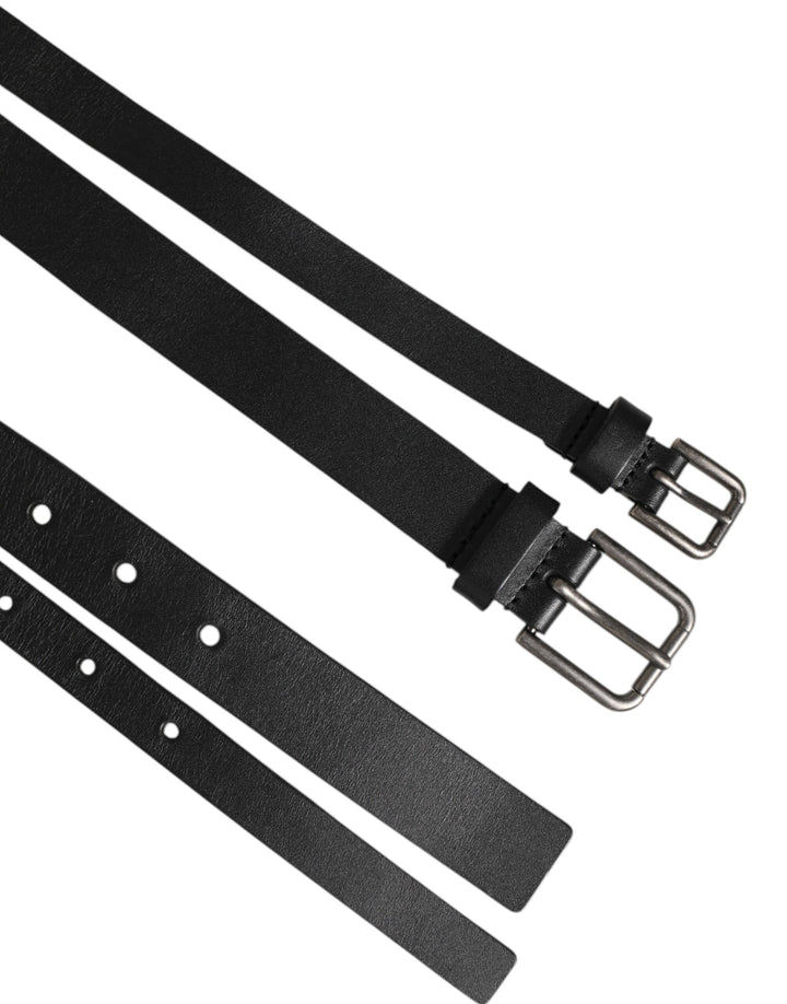 Dolce &amp; Gabbana Black Double Strap Leather Buckle Men Belt