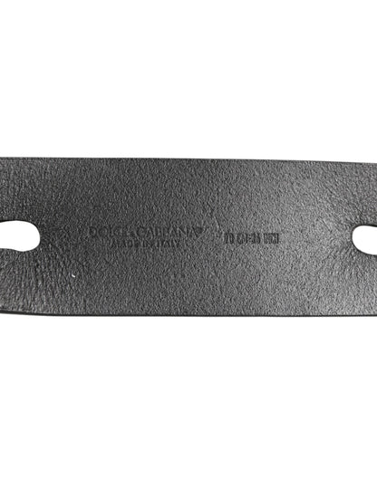 Dolce & Gabbana Black Double Strap Leather Silver Buckle Belt