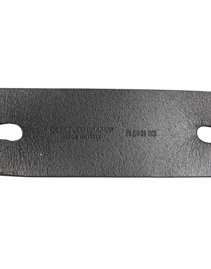 Dolce &amp; Gabbana Black Double Strap Leather Silver Buckle Belt