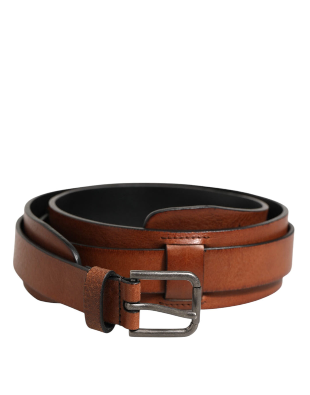 Dolce &amp; Gabbana Brown Classic Gold Metal Logo Buckle Men  Belt