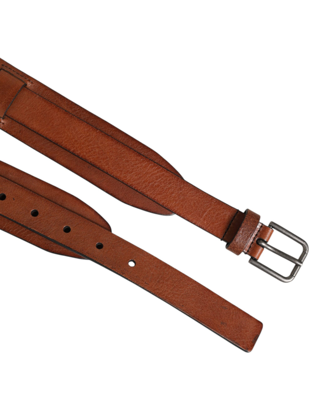 Dolce &amp; Gabbana Brown Classic Gold Metal Logo Buckle Men  Belt