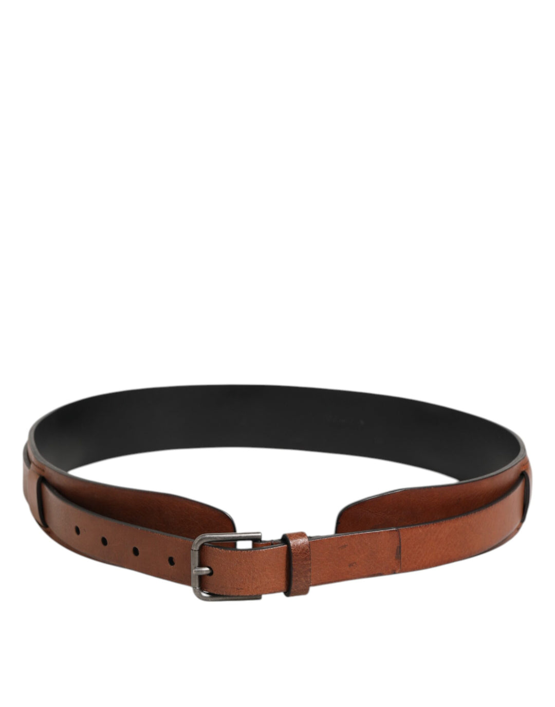 Dolce &amp; Gabbana Brown Classic Gold Metal Logo Buckle Men  Belt