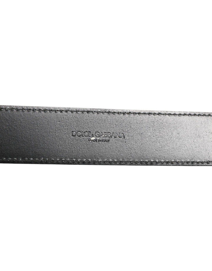 Dolce &amp; Gabbana Black Leather Classic Metal Logo Buckle Belt