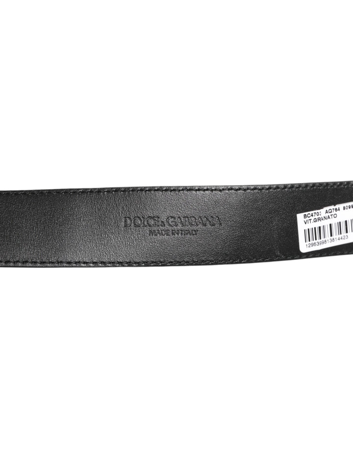 Dolce &amp; Gabbana Black Leather Classic Metal Logo Buckle Belt
