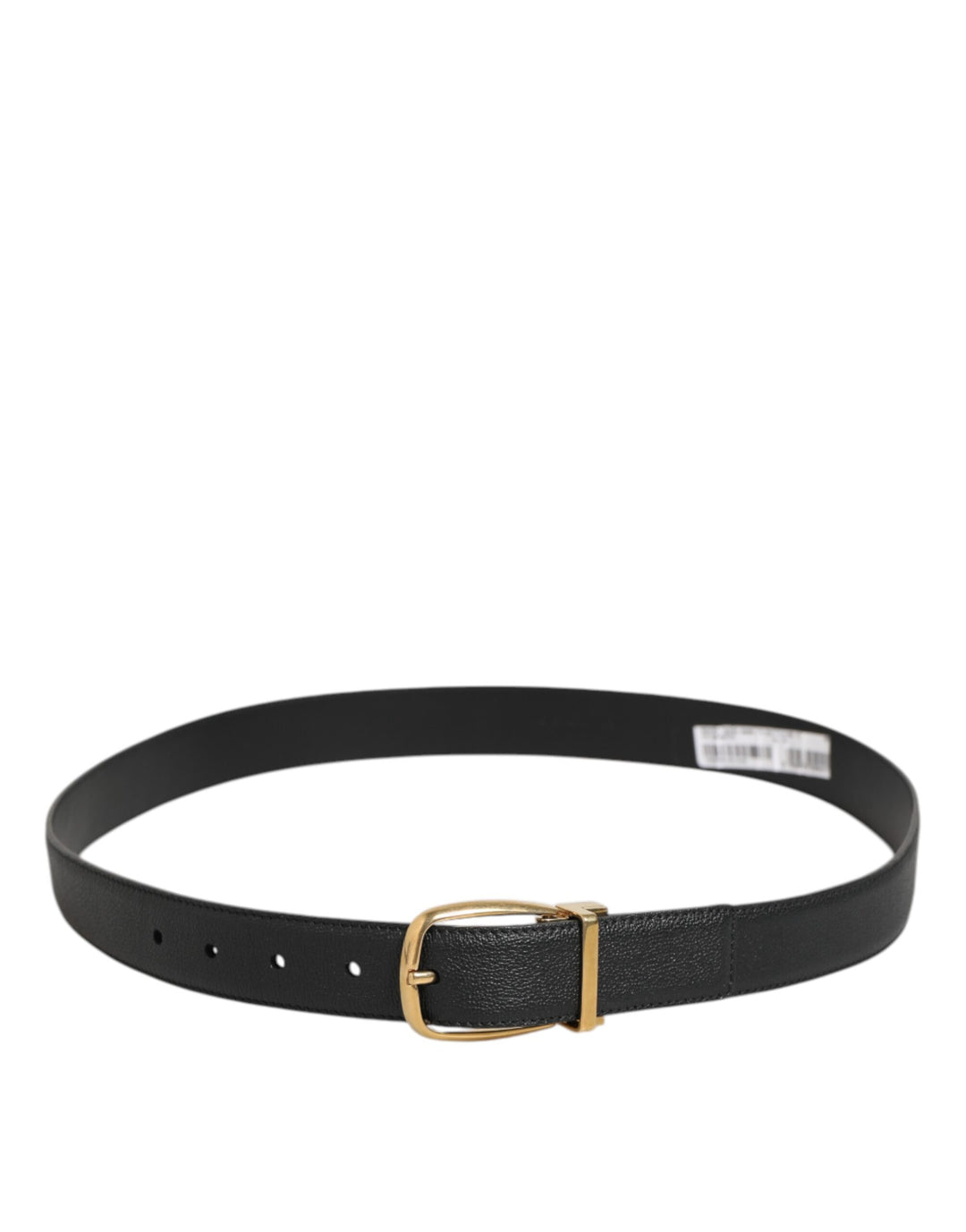 Dolce &amp; Gabbana Black Leather Classic Metal Logo Buckle Belt