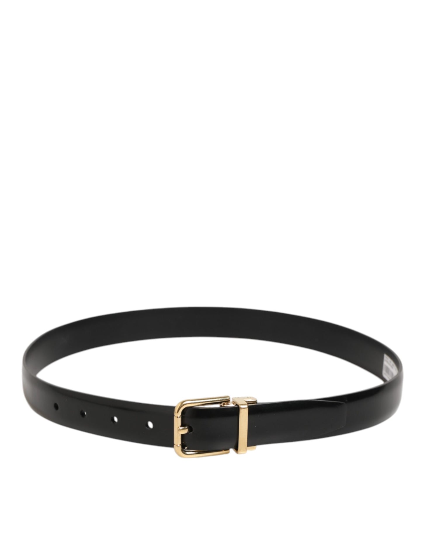 Dolce & Gabbana Black Classic Leather Gold-Tone Buckle Belt