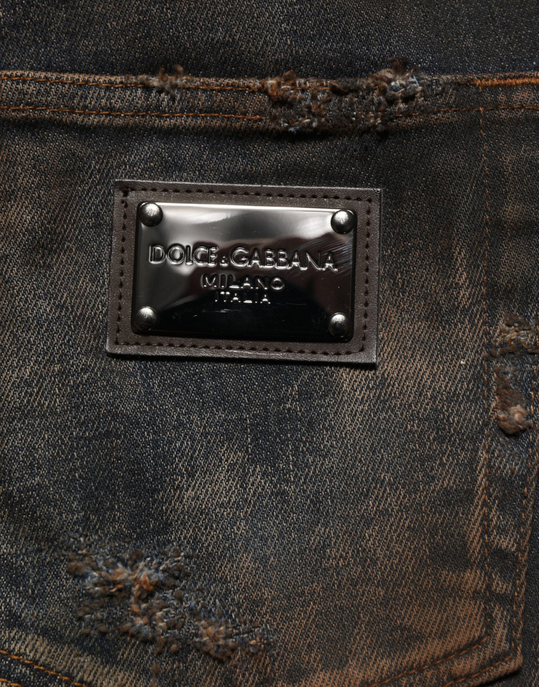 Dolce &amp; Gabbana Black Cotton Skinny Tattered Men Denim Jeans