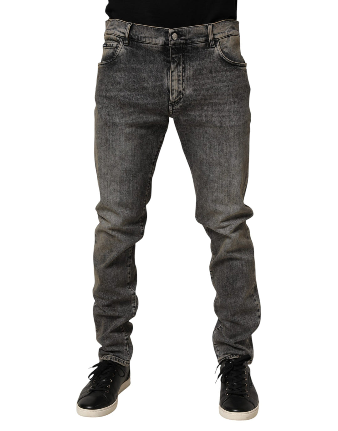 Dolce &amp; Gabbana Gray Cotton Stretch Slim Fit Men Denim Jeans
