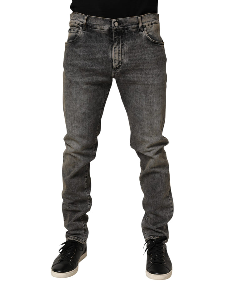 Dolce &amp; Gabbana Gray Cotton Stretch Slim Fit Men Denim Jeans