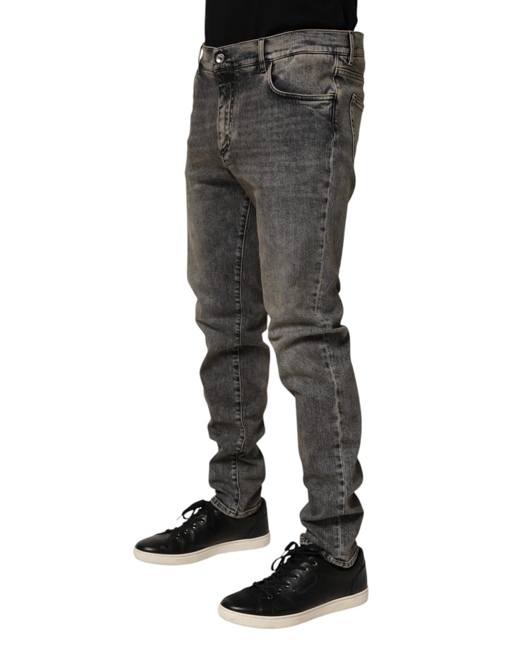 Dolce &amp; Gabbana Gray Cotton Stretch Slim Fit Men Denim Jeans