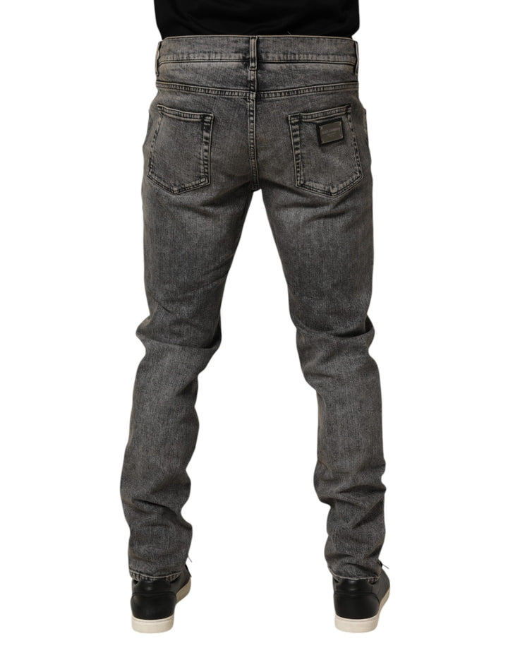 Dolce &amp; Gabbana Gray Cotton Stretch Slim Fit Men Denim Jeans