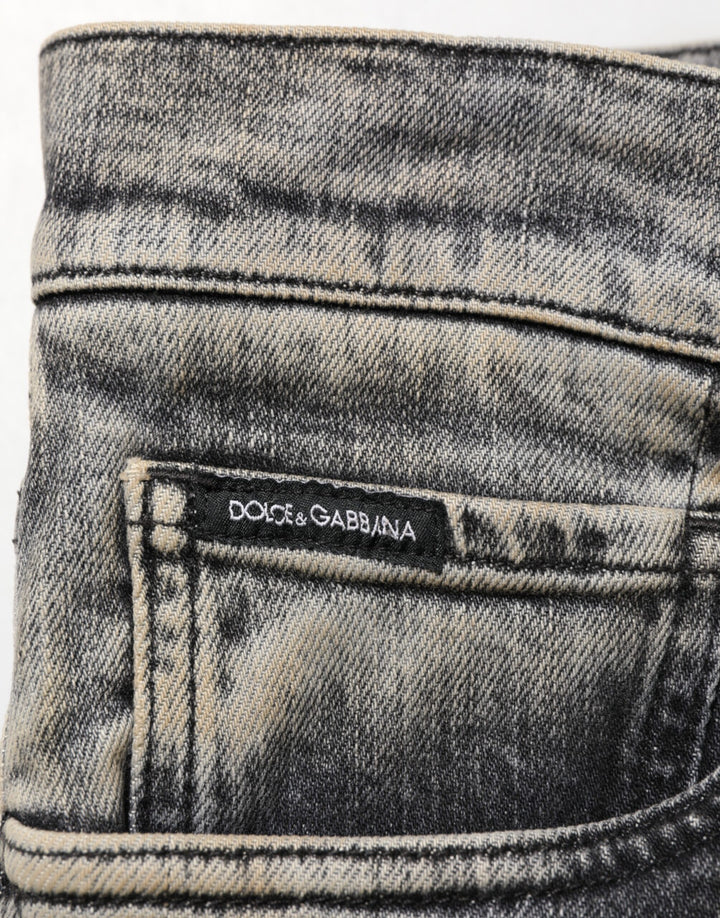 Dolce &amp; Gabbana Gray Cotton Stretch Slim Fit Men Denim Jeans