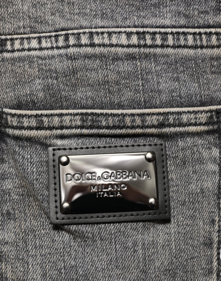Dolce &amp; Gabbana Gray Cotton Stretch Slim Fit Men Denim Jeans