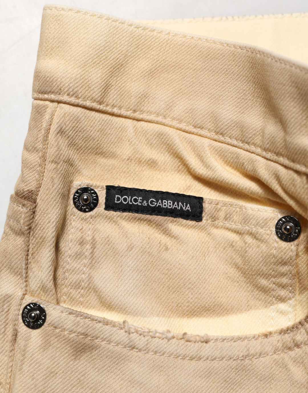 Dolce &amp; Gabbana Beige Cotton Loose Tattered Men Denim Jeans