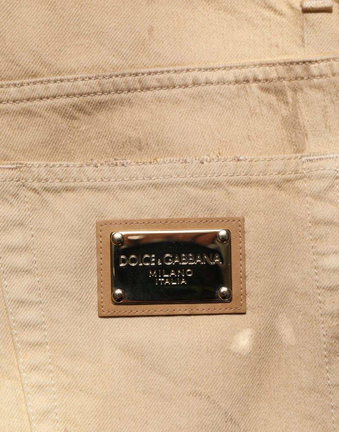 Dolce &amp; Gabbana Beige Cotton Loose Tattered Men Denim Jeans