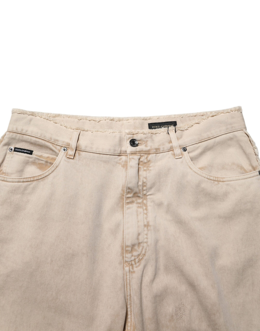 Dolce &amp; Gabbana Beige Cotton Straight Denim Trouser Jeans
