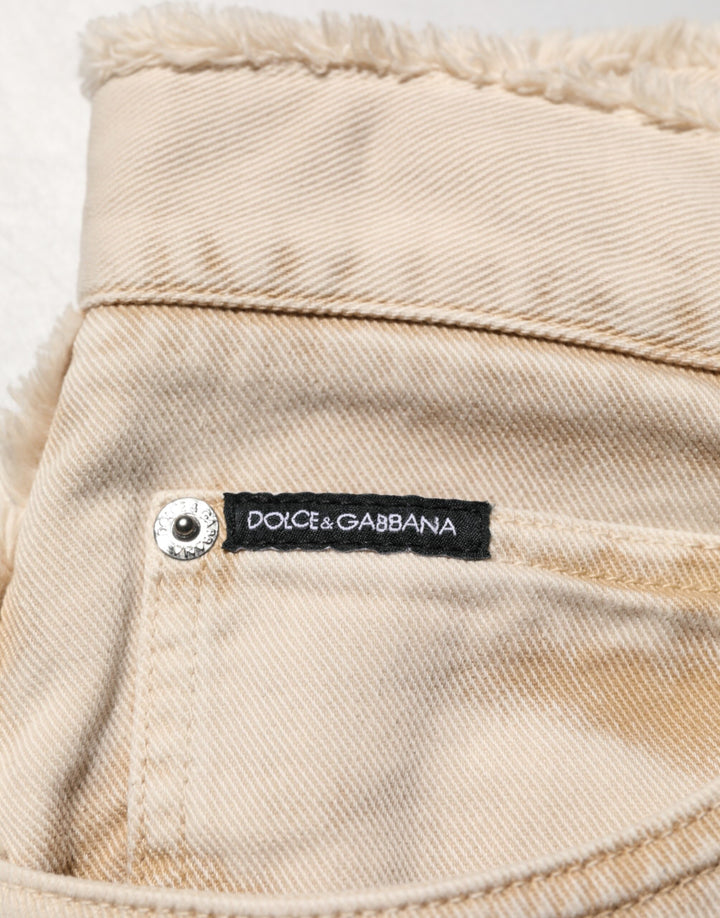 Dolce &amp; Gabbana Beige Cotton Straight Denim Trouser Jeans