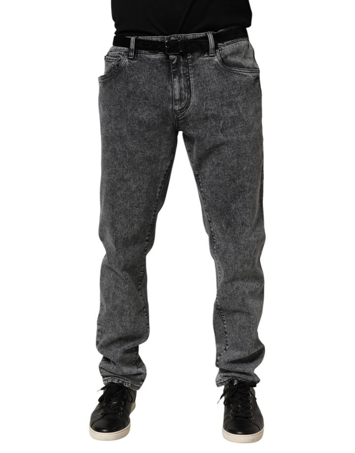 Dolce &amp; Gabbana Gray Cotton Slim Fit Denim Trouser Jeans