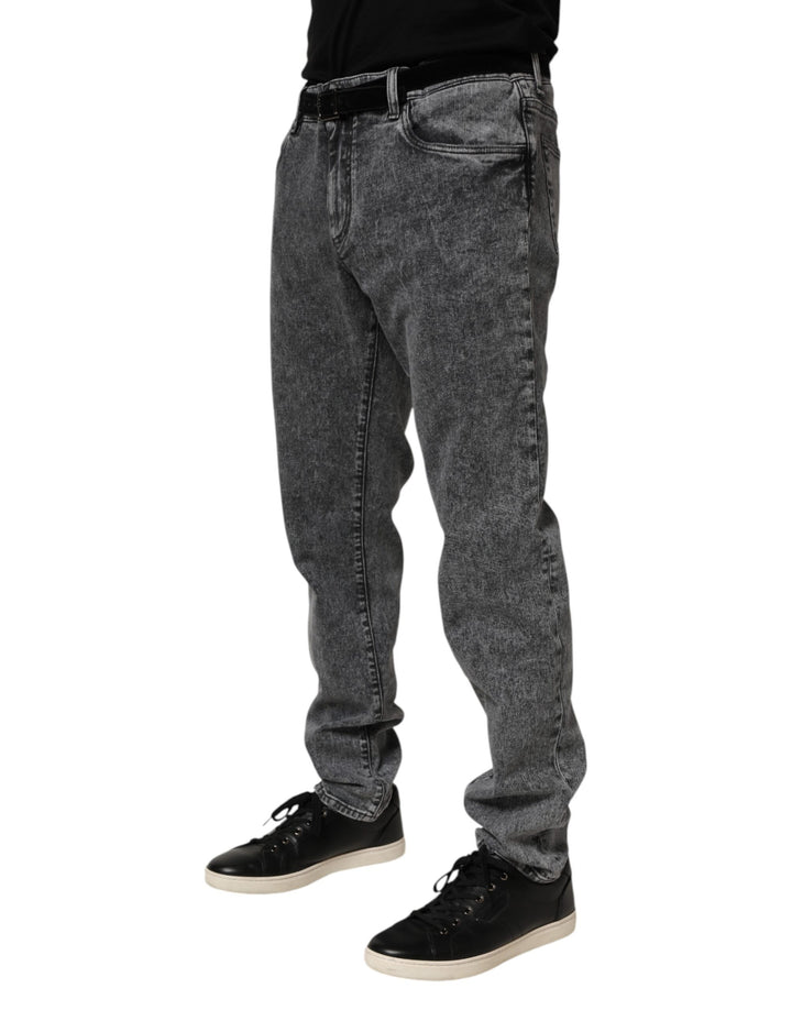 Dolce &amp; Gabbana Gray Cotton Slim Fit Denim Trouser Jeans