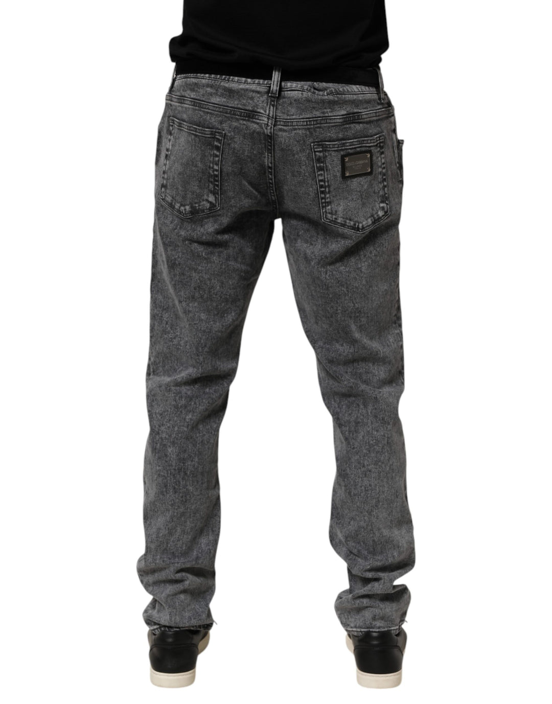 Dolce &amp; Gabbana Gray Cotton Slim Fit Denim Trouser Jeans