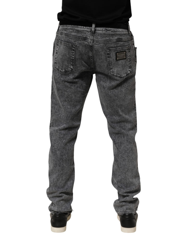 Dolce &amp; Gabbana Gray Cotton Slim Fit Denim Trouser Jeans
