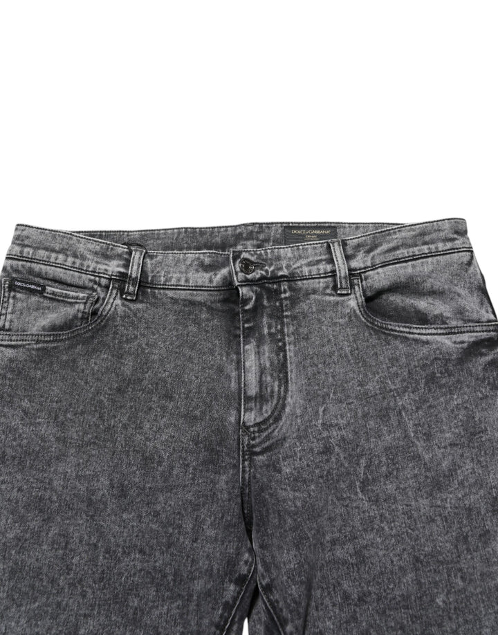 Dolce &amp; Gabbana Gray Cotton Slim Fit Denim Trouser Jeans