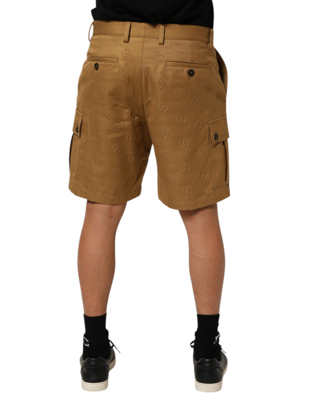 Dolce &amp; Gabbana Brown Cotton Stretch Logo CargoBermuda Shorts