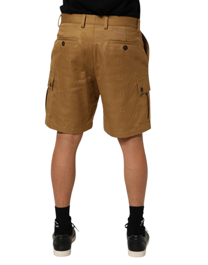 Dolce &amp; Gabbana Brown Cotton Stretch Logo CargoBermuda Shorts
