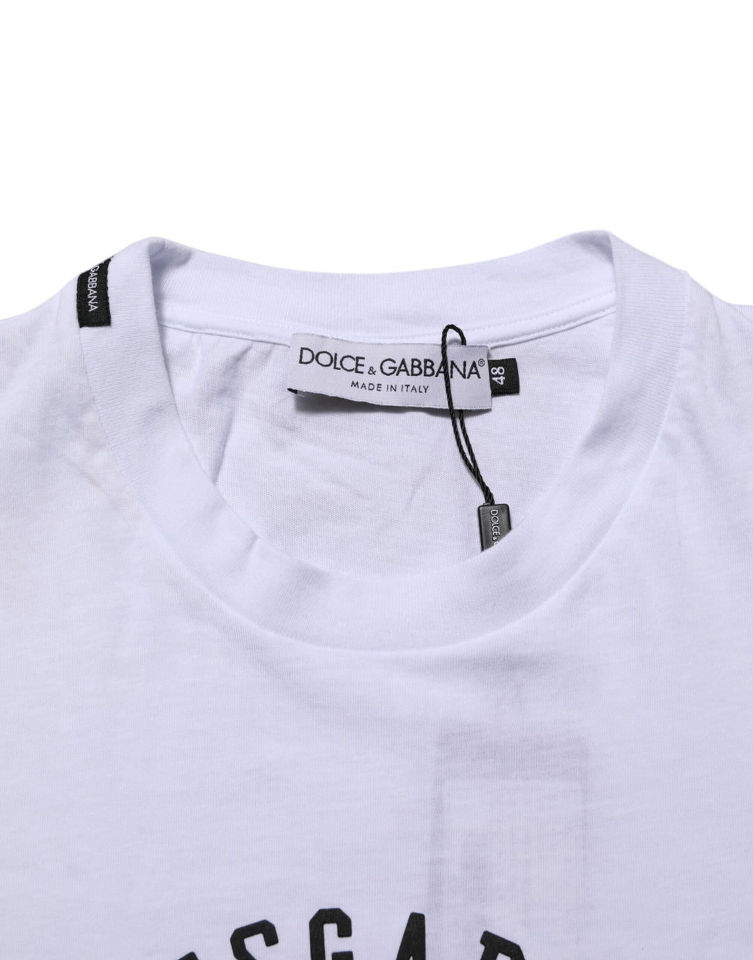Dolce &amp; Gabbana White Cotton Logo Print Crew Neck T-shirt